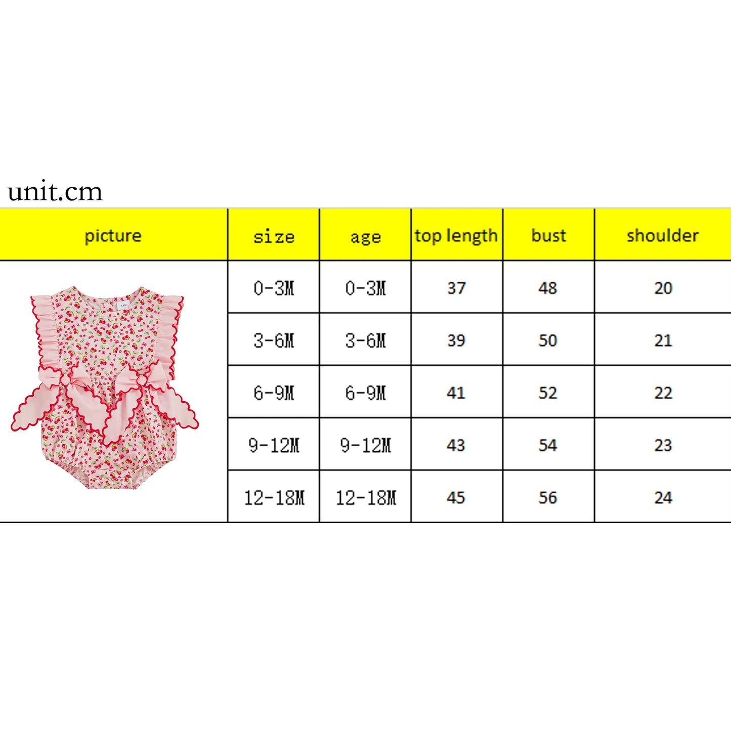 Toddler Baby Girl Cherry Print Bodysuit Casual Sleeveless Romper Newborn Cotton Playsuit 0-18 Months Children Overall