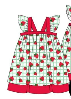 New Summer Set Strawberry & Green Plaid