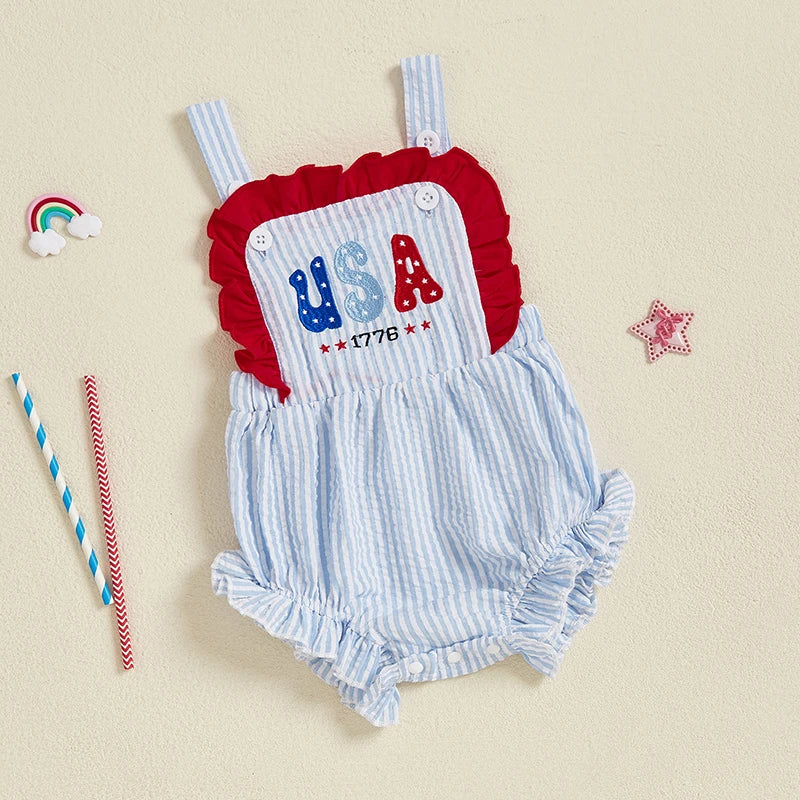 Toddler Denim Overalls Sleeveless Floral Embroidery Jumpsuit Romper Bodysuit Summer Outfit for Baby Girls