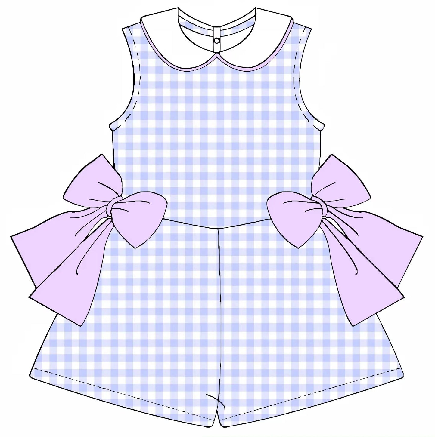 boutique girl sleeveless back button design jumpsuit shorts side bow design girl clothing