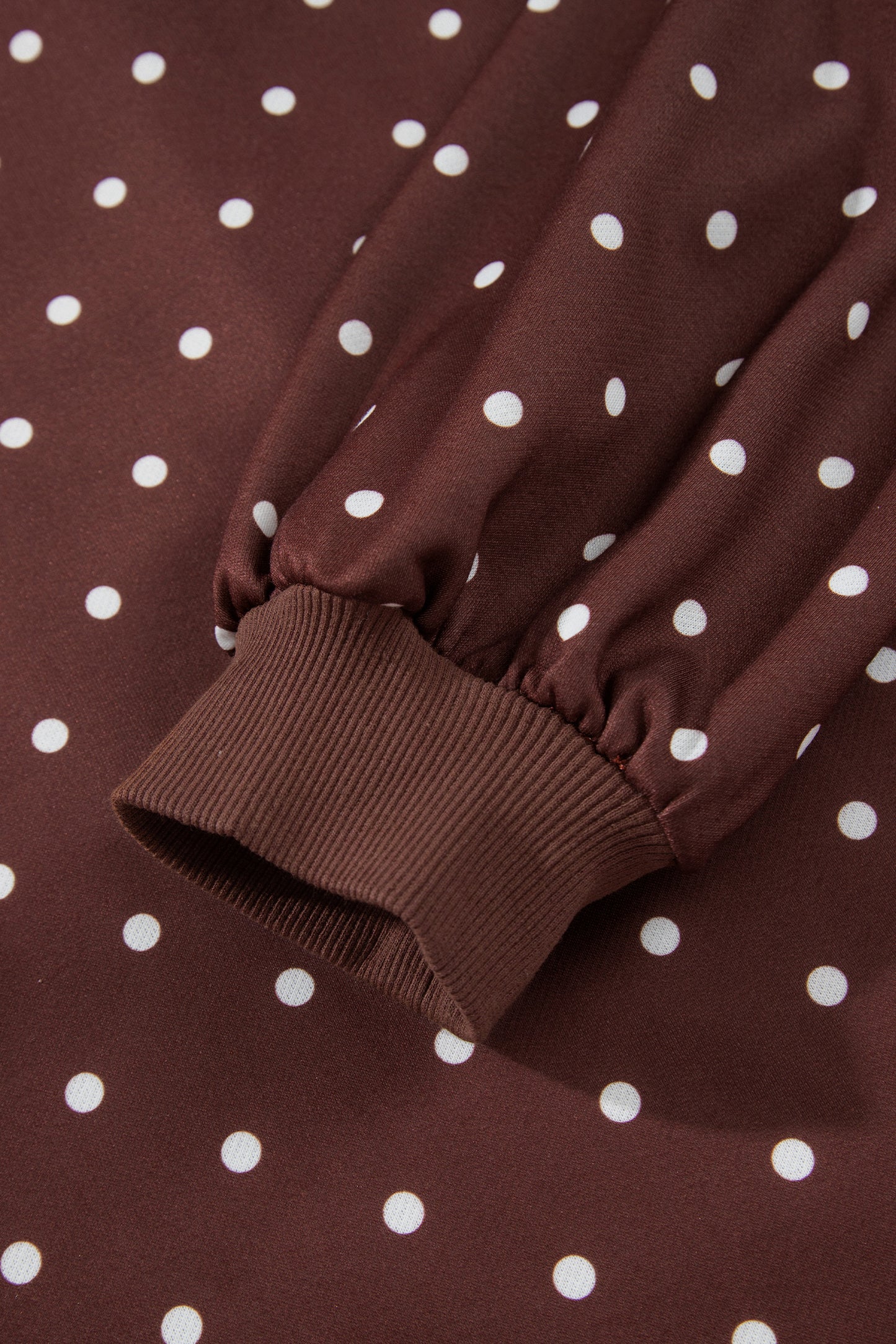 Pink Polka Dot Print Metal Button Collar Casual Pullover Sweatshirt