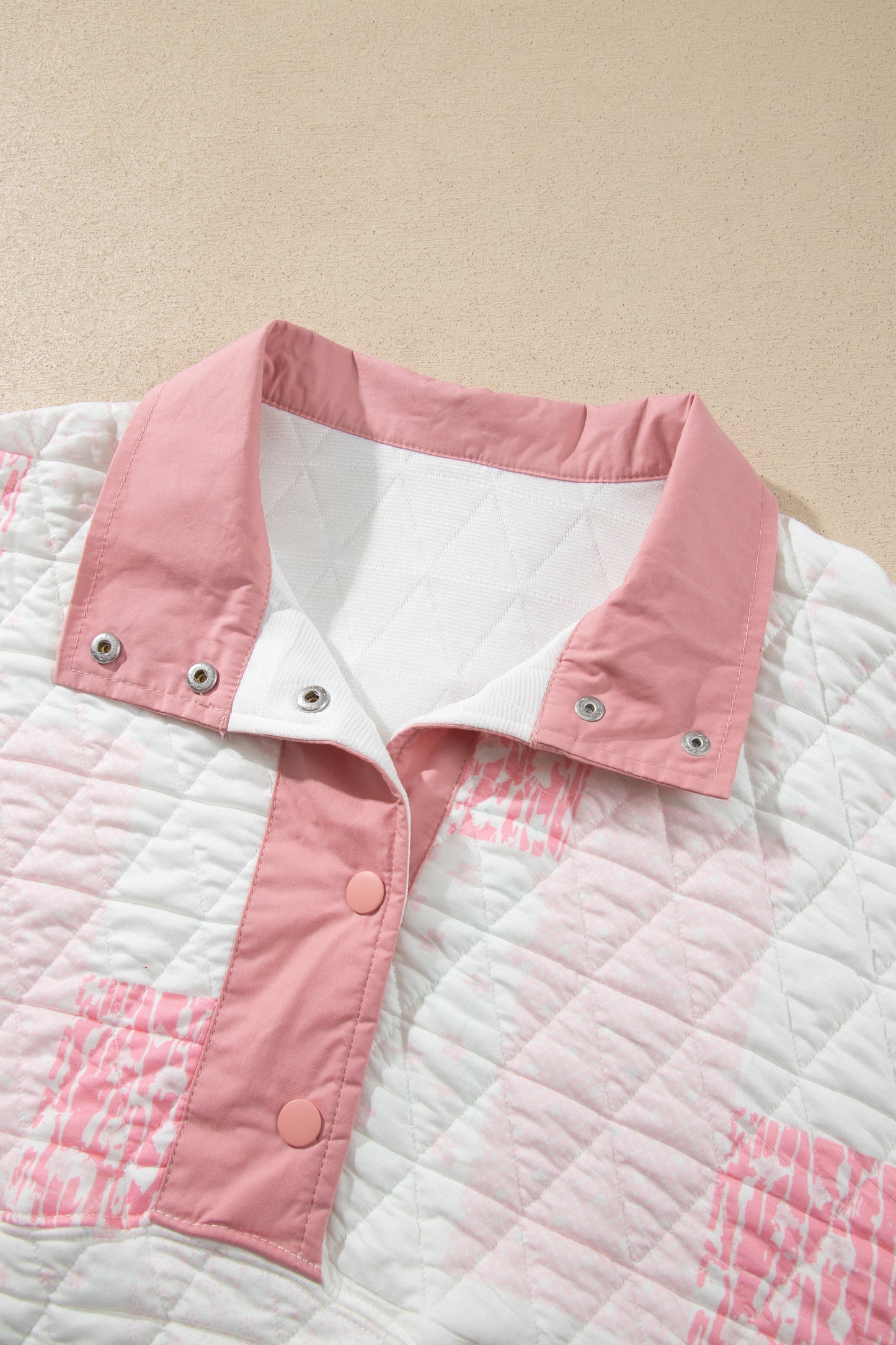 Multicolour Floral Quilted Half Button Pocketed Pullover Sweatshirt