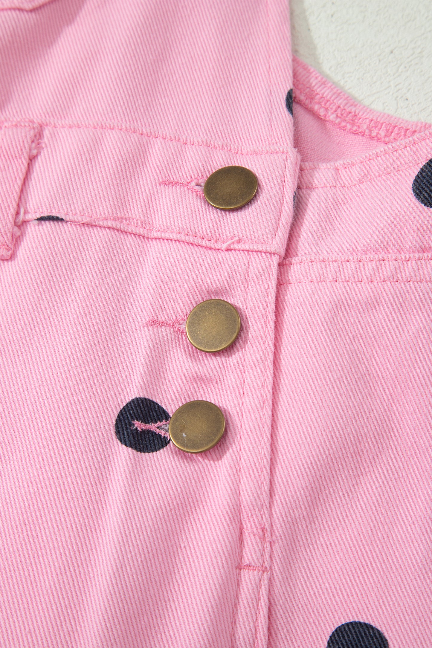 Phalaenopsis Polka Dot Print Bib Pocket Denim Barrel Overalls Jumpsuit