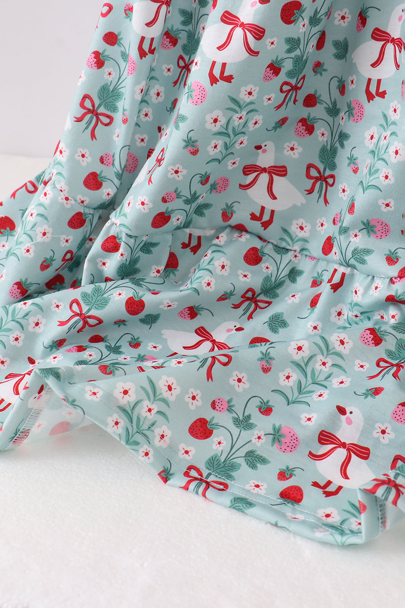 Abby & Evie
STARWBERRY GOOSE PRINT WOMEN DRESS