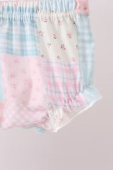 Abby & Evie
PINK FLORAL PRINT CHECKERED BLOOMER SET
