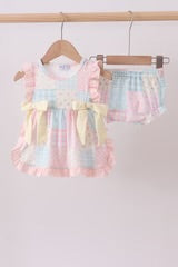 Abby & Evie
PINK FLORAL PRINT CHECKERED BLOOMER SET