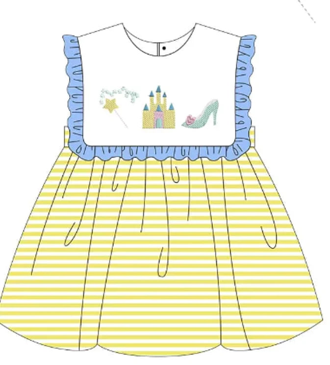 Disney Princess Castle Blue & Yellow Stripe