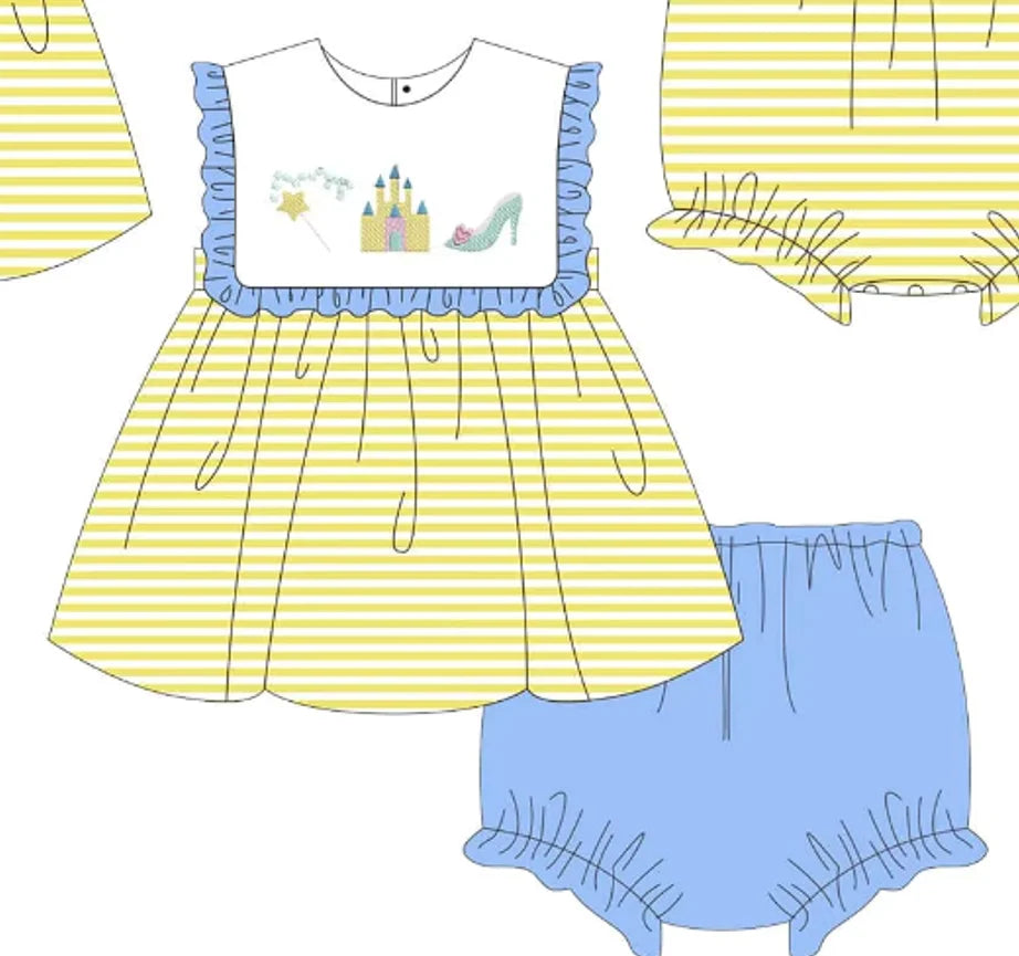 Disney Princess Castle Blue & Yellow Stripe