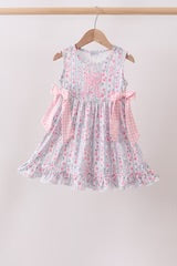 Abby & Evie
PINK FLORAL BOW APPLIQUE BOW DRESS