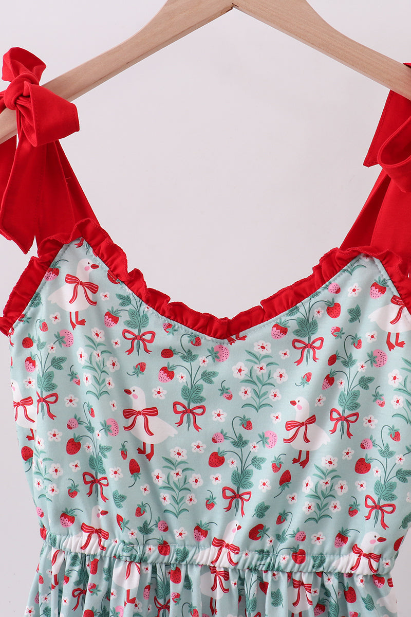 Abby & Evie
STARWBERRY GOOSE PRINT WOMEN DRESS