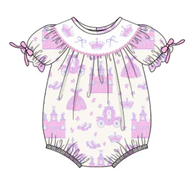 Princess pink castle smocked sets