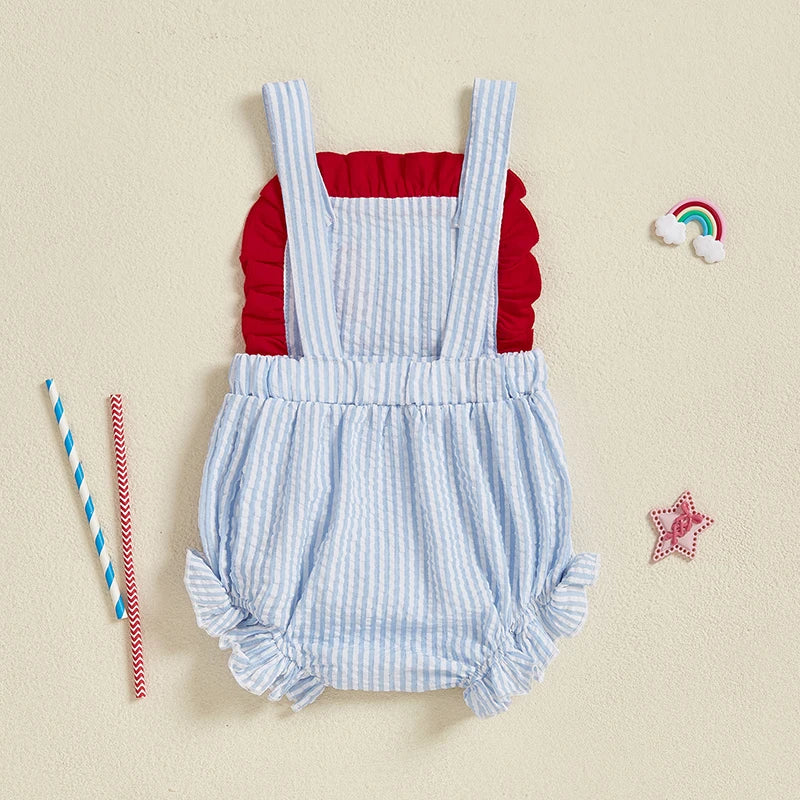Toddler Denim Overalls Sleeveless Floral Embroidery Jumpsuit Romper Bodysuit Summer Outfit for Baby Girls