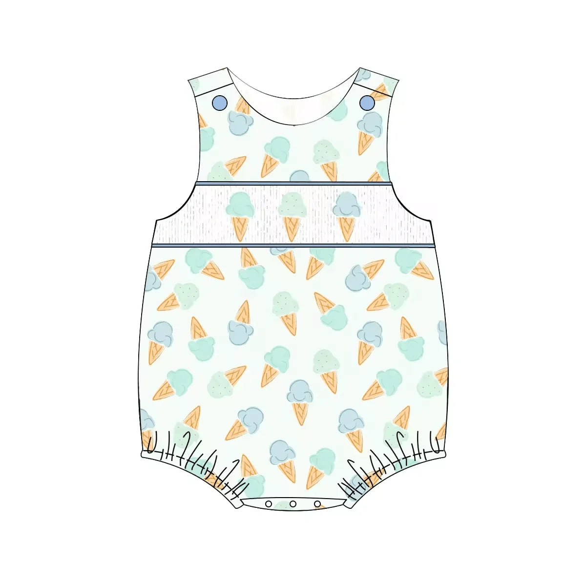 Ice-Cream cone printed sibling sets