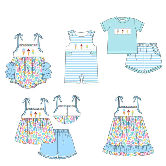 Ice Cream Leopard and stripe  sibling sets