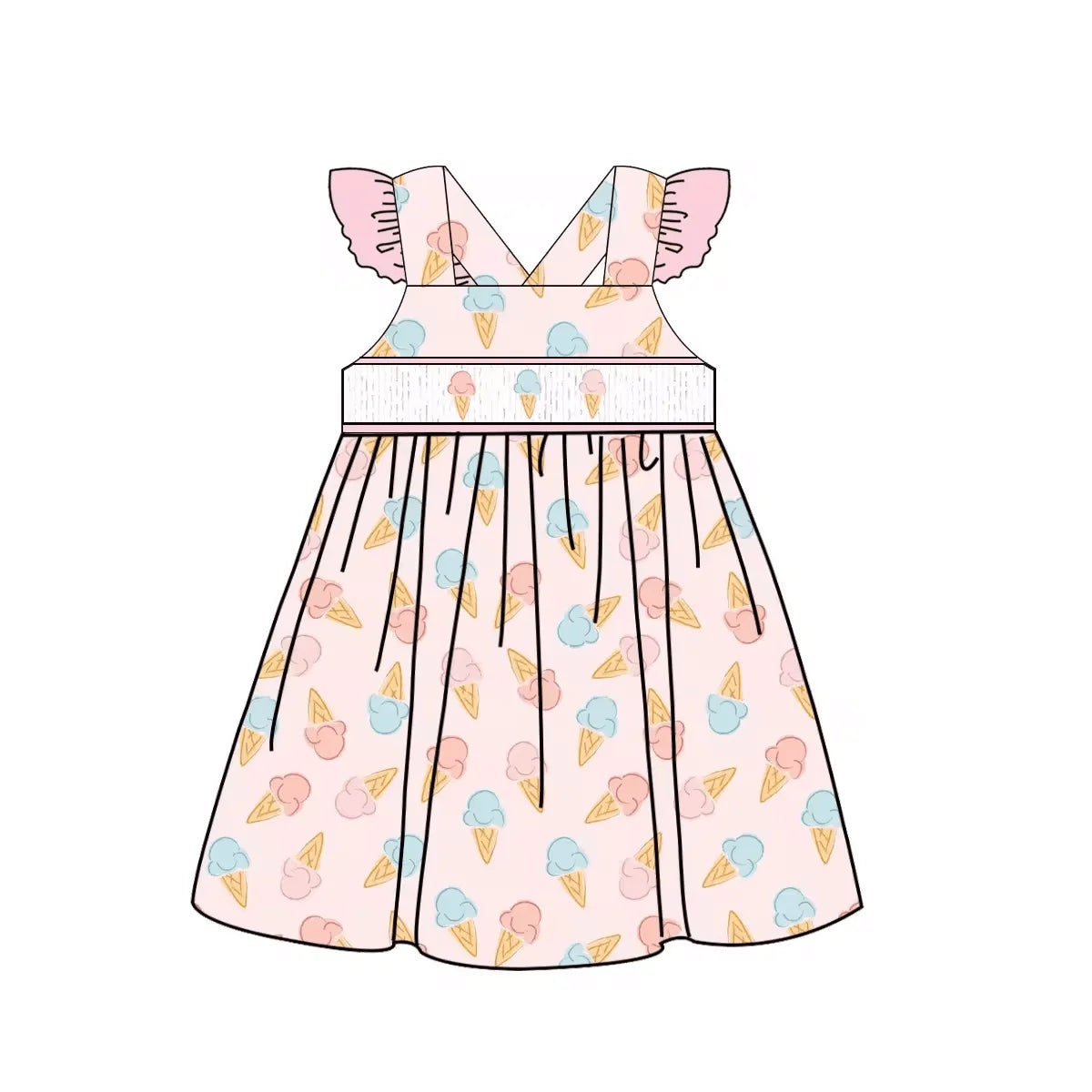 Ice-Cream cone printed sibling sets