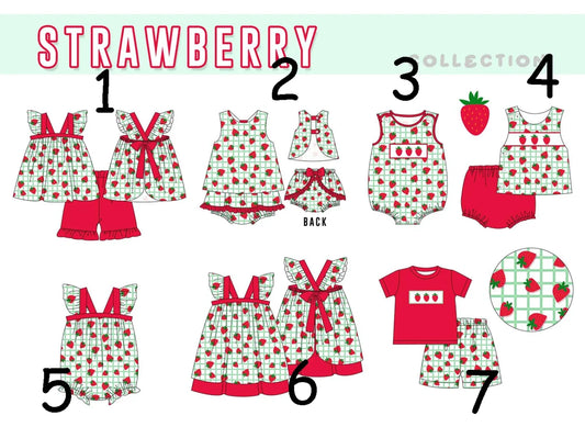 New Summer Set Strawberry & Green Plaid