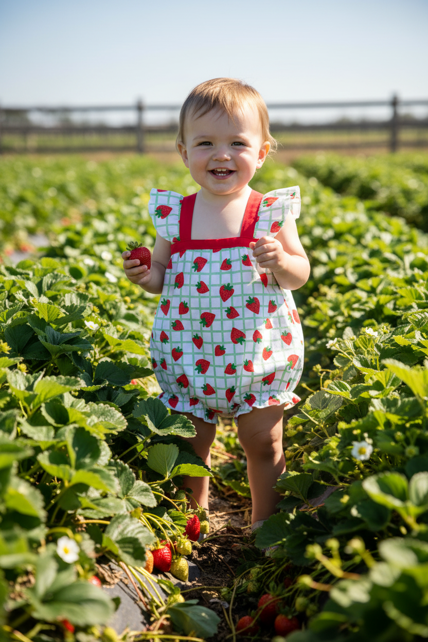 New Summer Set Strawberry & Green Plaid