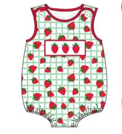 New Summer Set Strawberry & Green Plaid