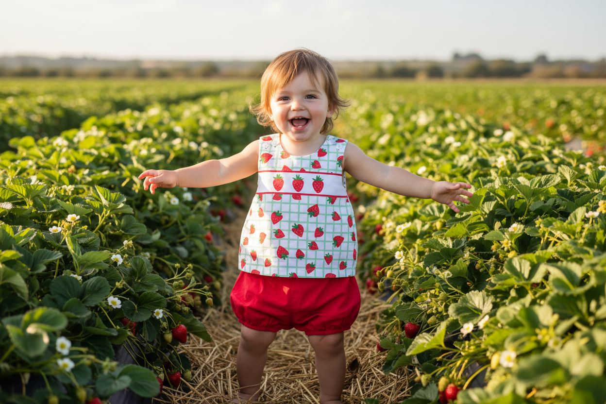 New Summer Set Strawberry & Green Plaid