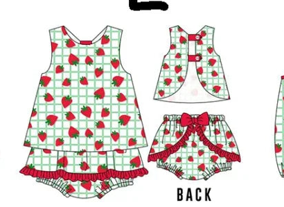 New Summer Set Strawberry & Green Plaid