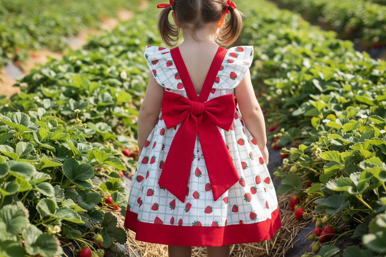 New Summer Set Strawberry & Green Plaid