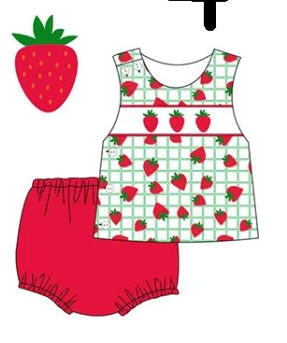 New Summer Set Strawberry & Green Plaid