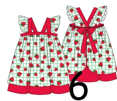 New Summer Set Strawberry & Green Plaid