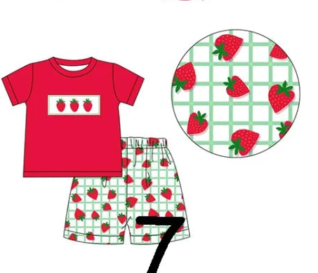 New Summer Set Strawberry & Green Plaid
