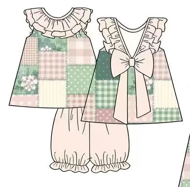 Patchwork floral sibling set
