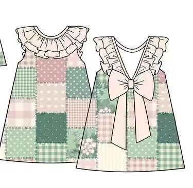 Patchwork floral sibling set