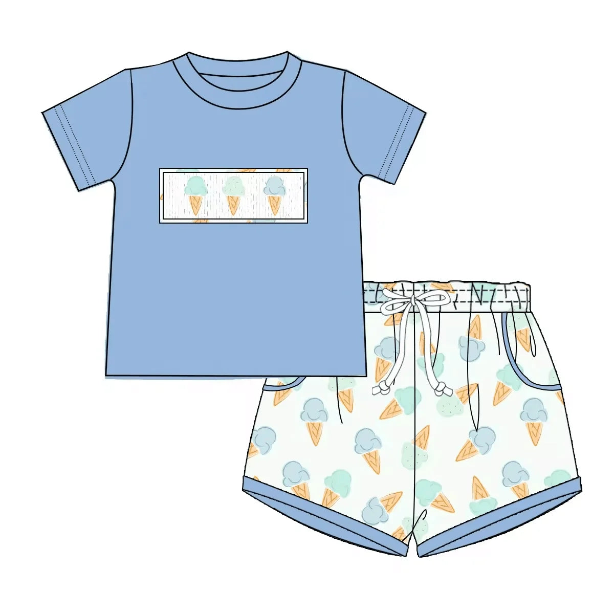 Ice-Cream cone printed sibling sets
