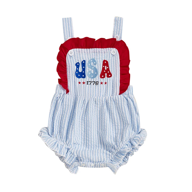 Toddler Denim Overalls Sleeveless Floral Embroidery Jumpsuit Romper Bodysuit Summer Outfit for Baby Girls