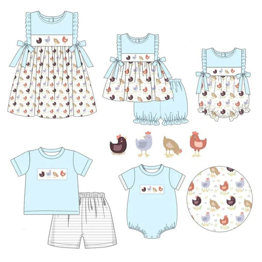 Chicken Print Sibling Sets