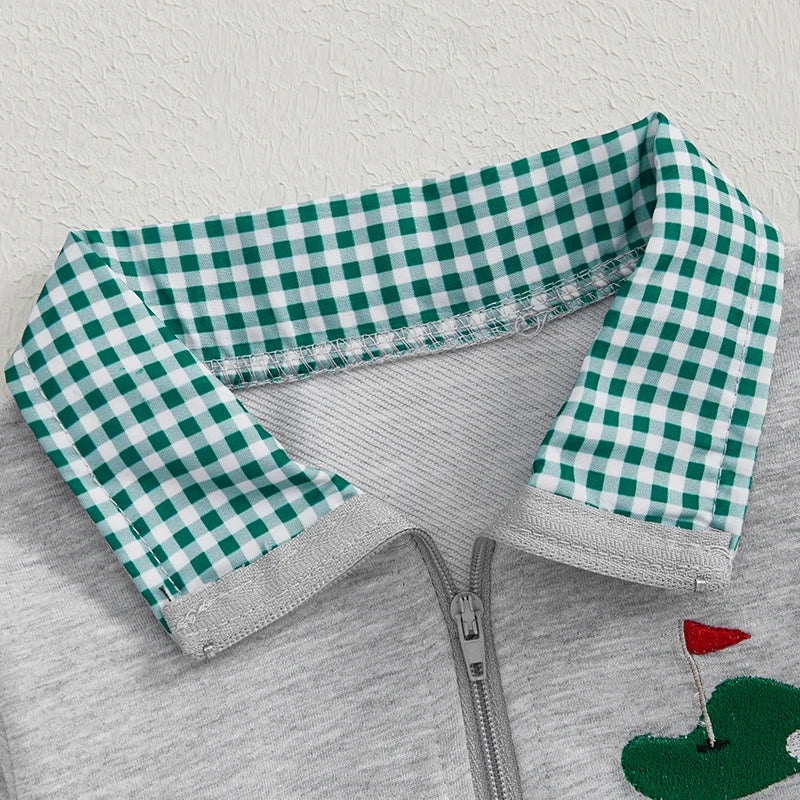 Toddler Boy Sweatshirt Golfcart Embroidery Long Sleeve Pullover