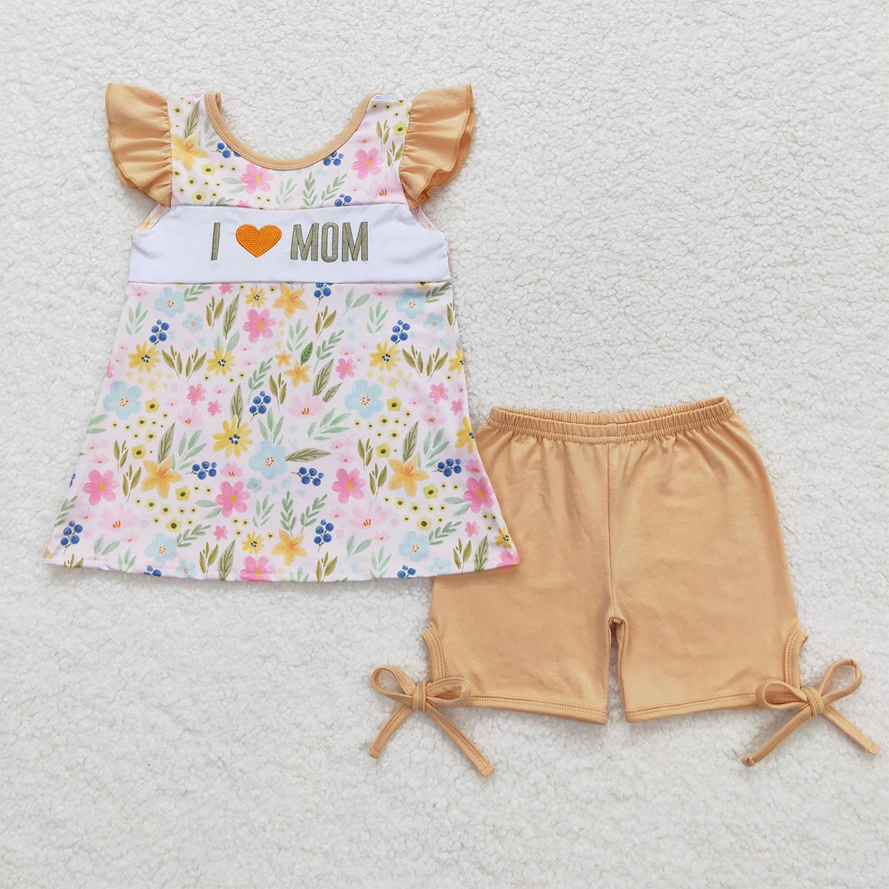 Kids Sibling Clothing Match Boys Girls Summer Outfits I Love Mom Embroidery Baby Girls Clothes Dress Boutique Infant Baby Romper