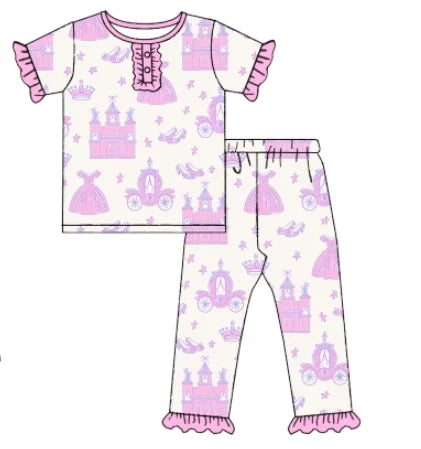 Princess pink castle smocked sets