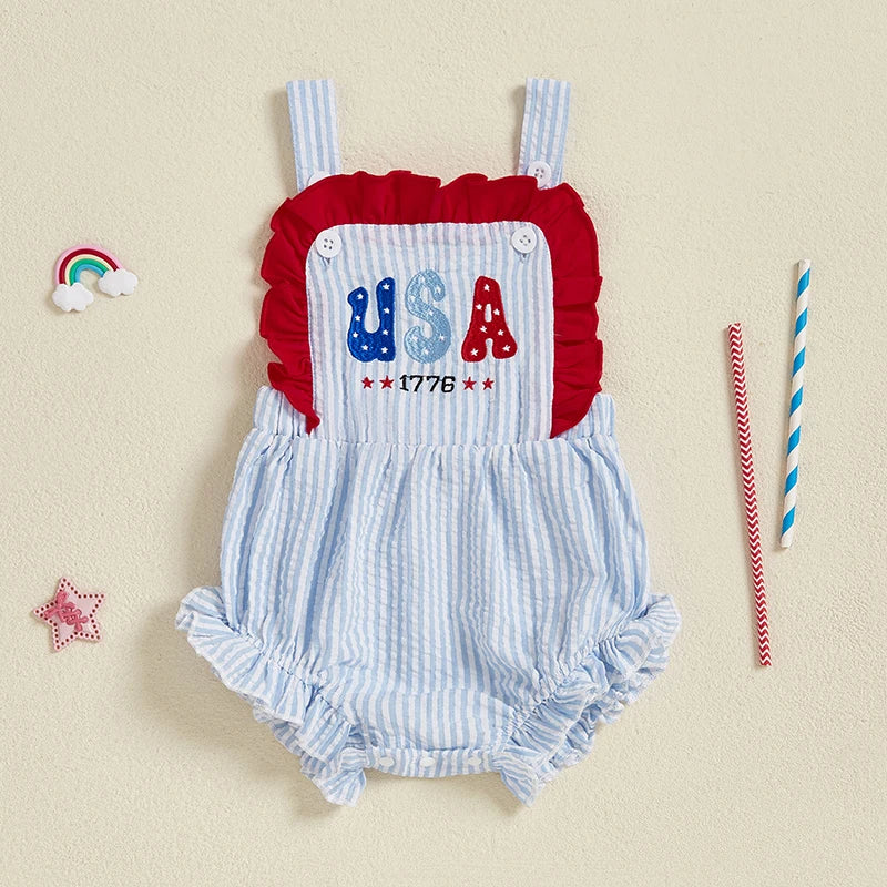 Toddler Denim Overalls Sleeveless Floral Embroidery Jumpsuit Romper Bodysuit Summer Outfit for Baby Girls