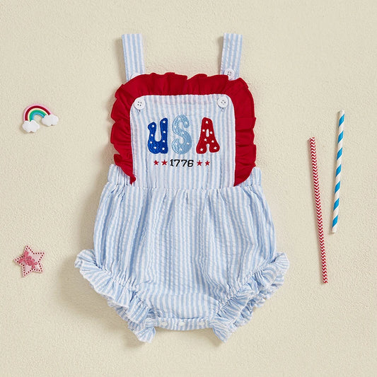 Toddler Denim Overalls Sleeveless Floral Embroidery Jumpsuit Romper Bodysuit Summer Outfit for Baby Girls