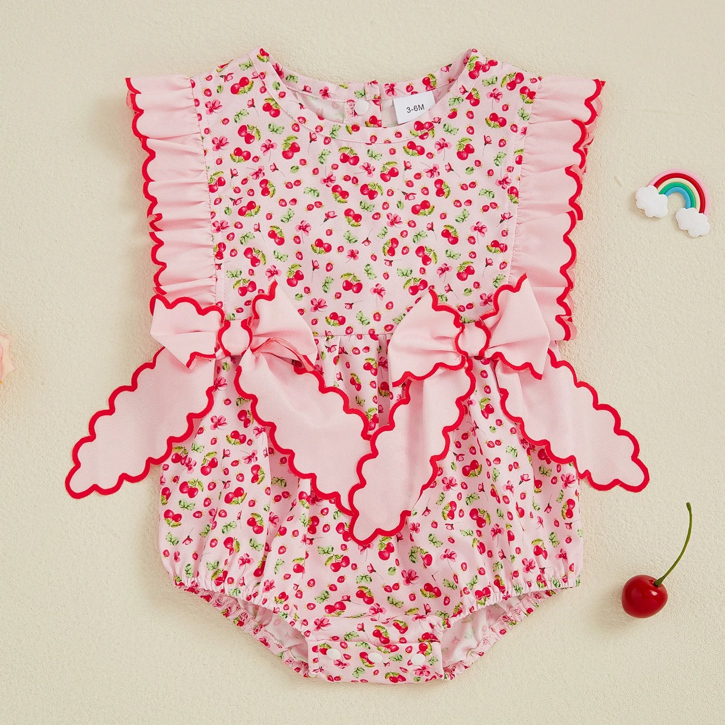 Toddler Baby Girl Cherry Print Bodysuit Casual Sleeveless Romper Newborn Cotton Playsuit 0-18 Months Children Overall
