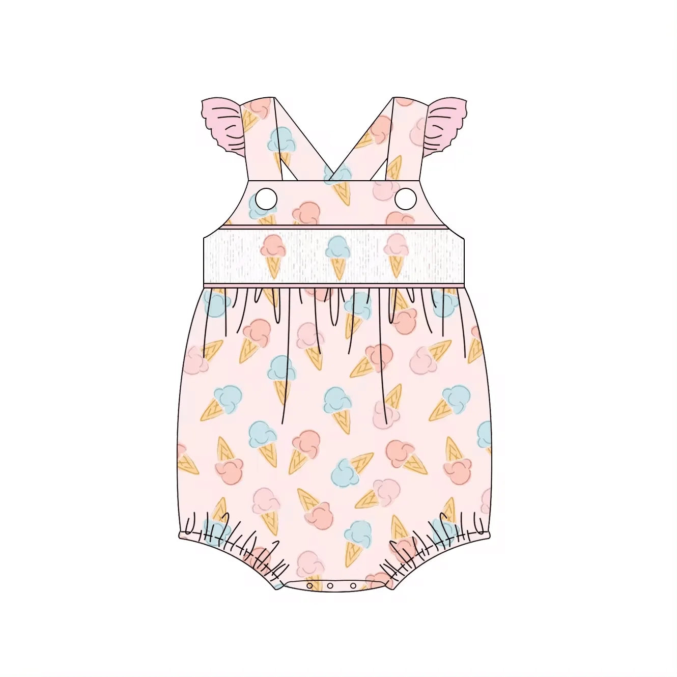 Ice-Cream cone printed sibling sets