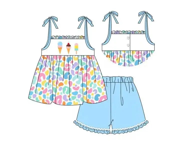 Ice Cream Leopard and stripe  sibling sets