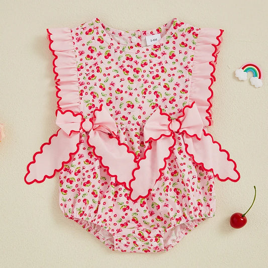 Toddler Baby Girl Cherry Print Bodysuit Casual Sleeveless Romper Newborn Cotton Playsuit 0-18 Months Children Overall
