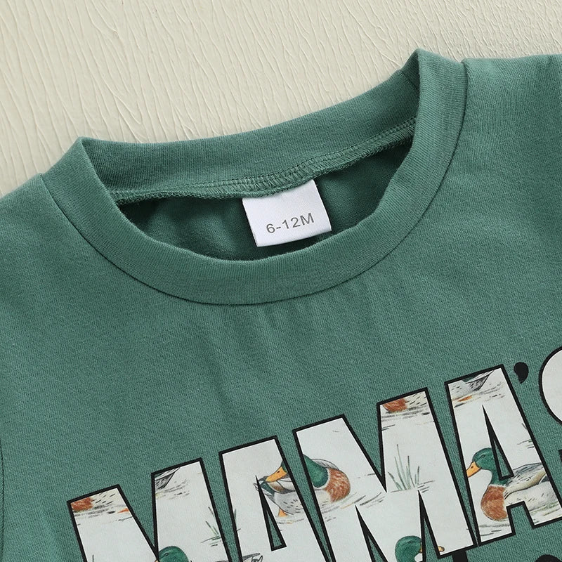 Toddler Boys Summer Shorts Sets Short Sleeve O Neck Letter Print Tops and Duck Print Shorts Sets