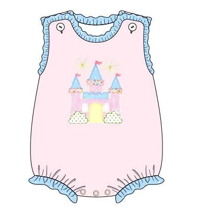 Girl Pink Princess Castle Print Sibling Set