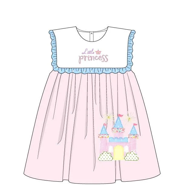 Girl Pink Princess Castle Print Sibling Set