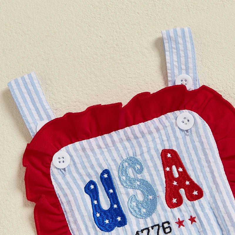 Toddler Denim Overalls Sleeveless Floral Embroidery Jumpsuit Romper Bodysuit Summer Outfit for Baby Girls