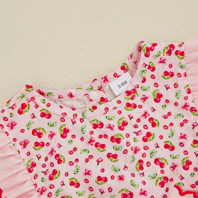 Toddler Baby Girl Cherry Print Bodysuit Casual Sleeveless Romper Newborn Cotton Playsuit 0-18 Months Children Overall