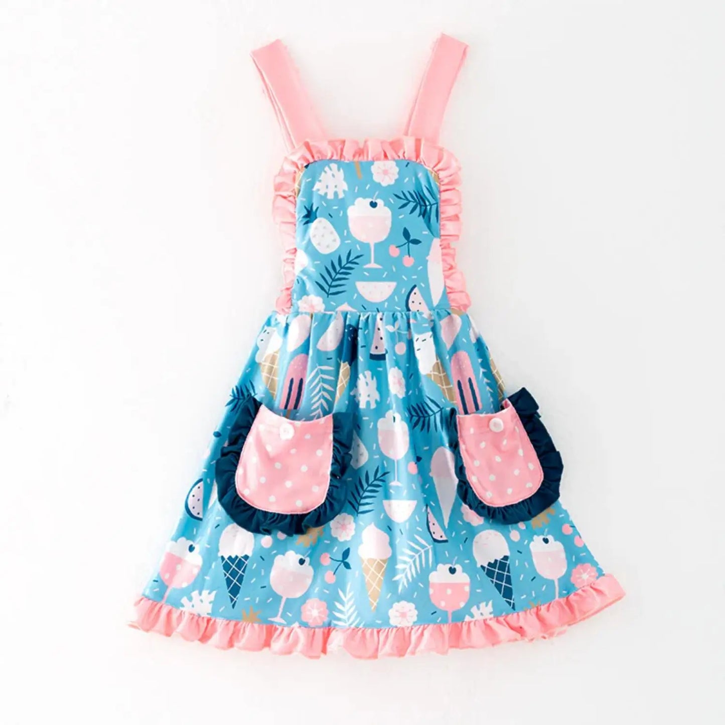 Ice Cream Print Ruffle Strap Sundress