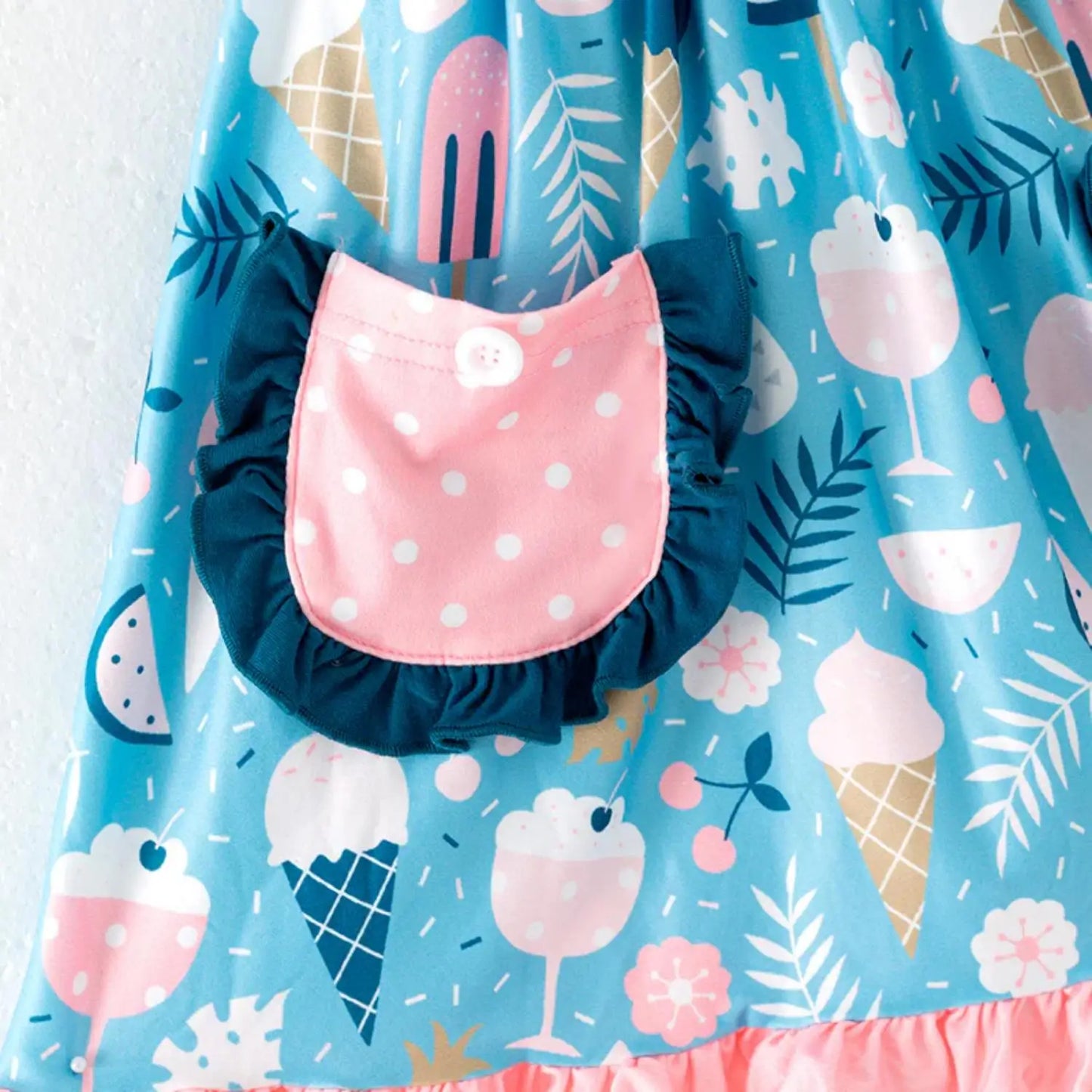 Ice Cream Print Ruffle Strap Sundress