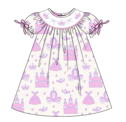 Princess pink castle smocked sets